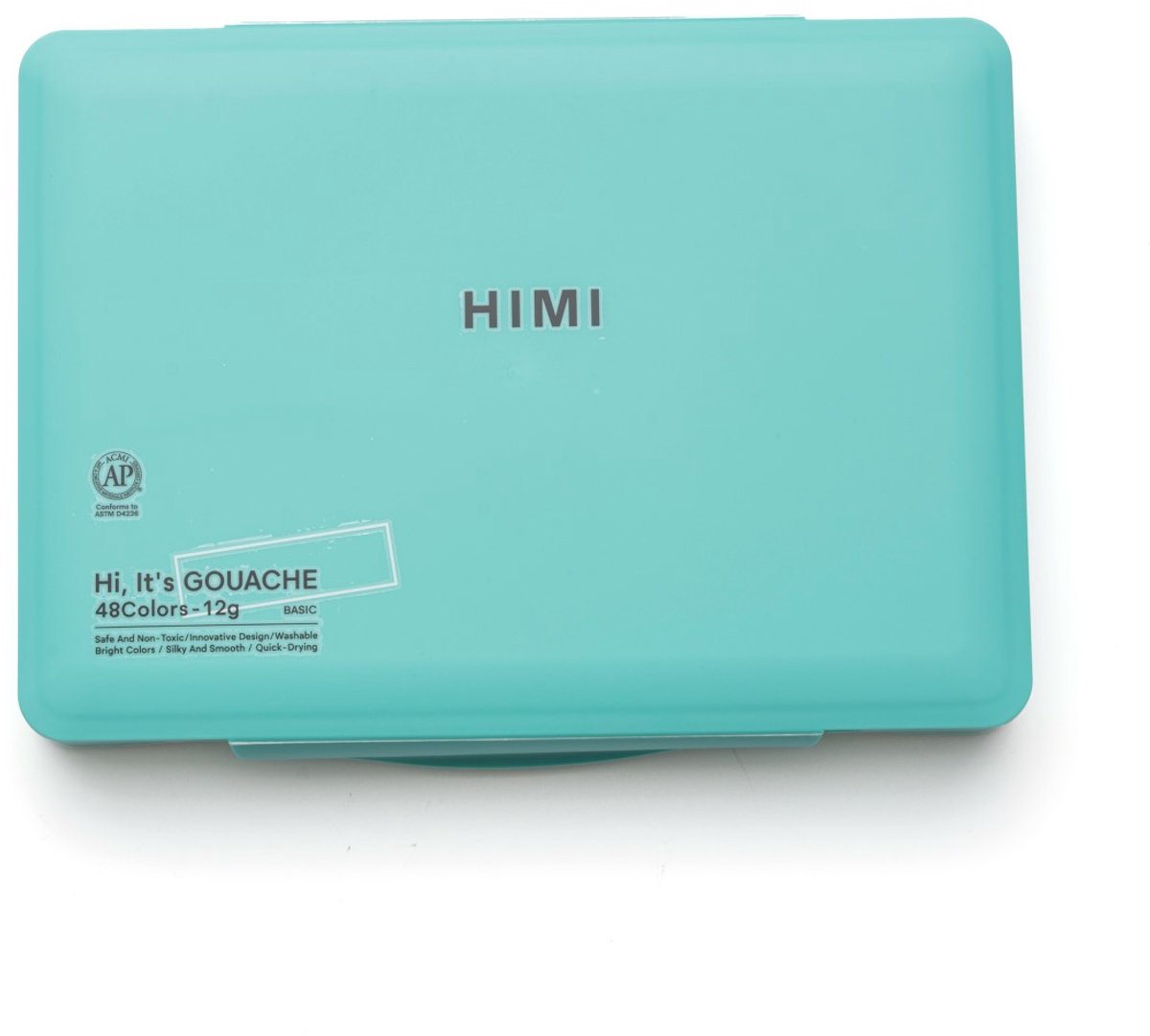 HIMI - Gouache - Twin split cups - set van 48 kleuren - 12g - 3 penselen - Turquoise — afbeelding 3