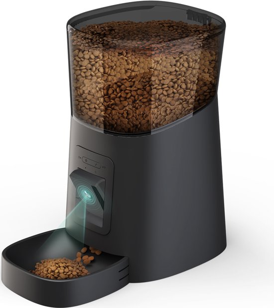 Afbeelding van Cellavi Automatische Voerbak Kat en Hond - Voerautomaat Dispenser met App en Camera - Voerbak Kat & Hond - 6 L - Zwart -