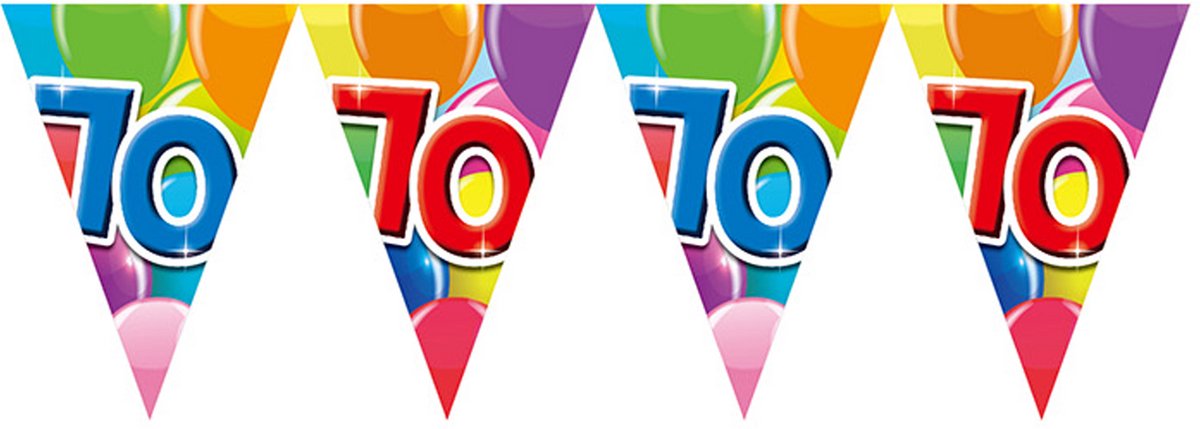 12x Vlaggenlijn 70 jaar 10 meter dubbelzijdig bedrukt - Verjaardag Feestje Vlag Vlaggen Versiering Slinger Feestdecoratie Decoratie