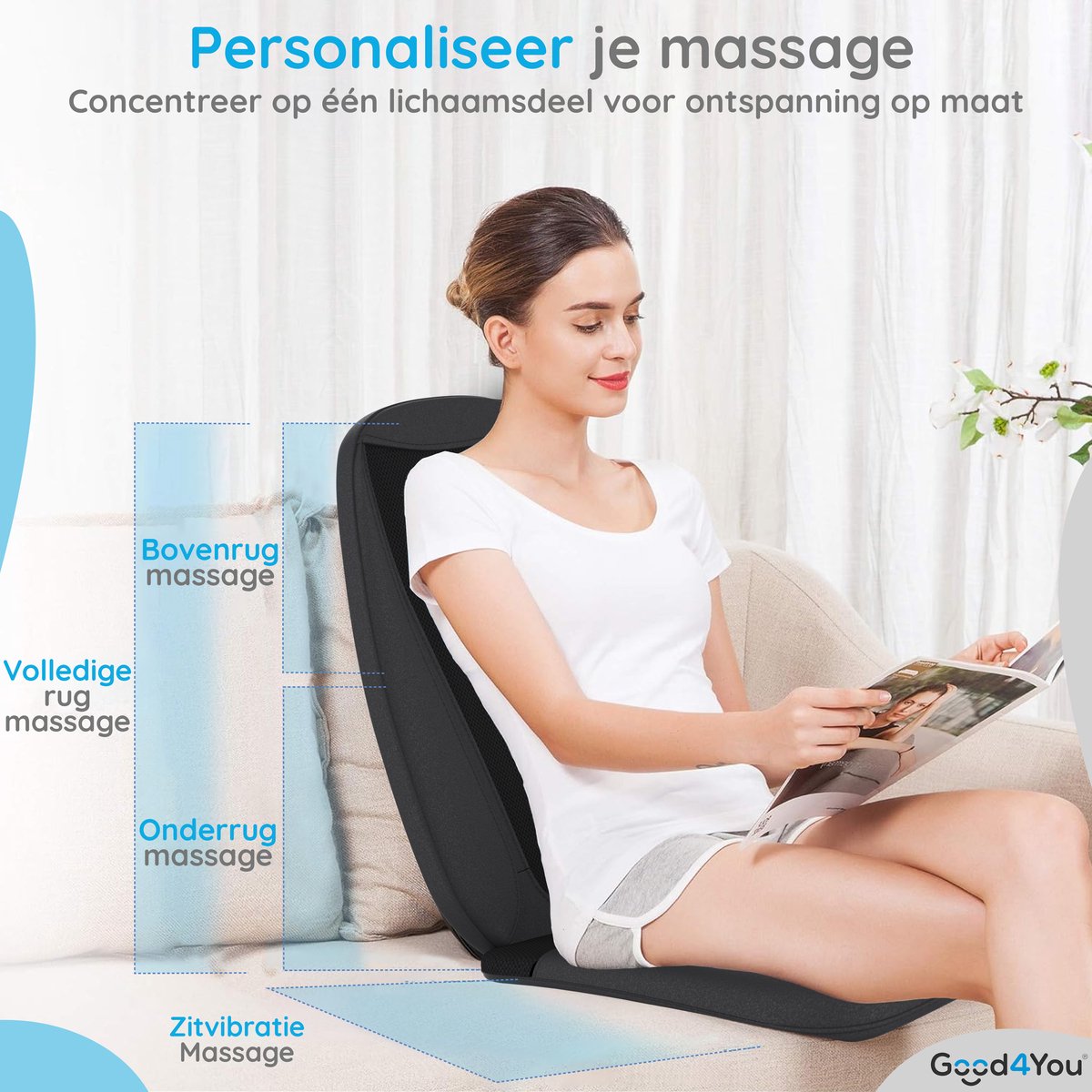 Good4You Shiatsu Massagestoel met Warmtekussen - Rugmassage en Nekmassage apparaat - Massagekussen - Massagemat – foto 5