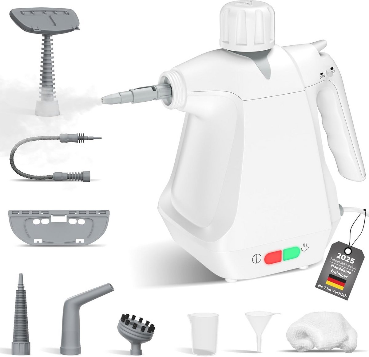 Draagbare Handstoomreiniger - Multifunctionele Stoomreiniger met 9 Accessoires voor Tapijten, Gordijnen, Banken en Keuken