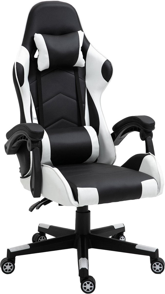 Alora Gaming stoel X-TREME - Wit - Met Nekkussen & Verstelbaar Rugkussen - Kunstleer - Gamestoel - Game Stoel - Gaming chair - Bureaustoel - Office Chair