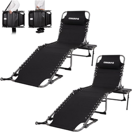 MOPHOTO Zero Gravity stoel, outdoor loungestoel met bijzettafel, Zero Gravity fauteuil, outdoor ligstoel, stevig en comfortabel, ondersteunt tot 200 kg