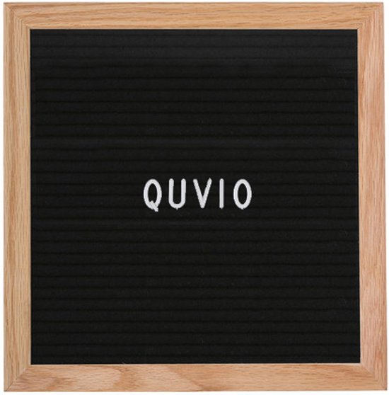 QUVIO Letterbord 25.5 x 25.5 cm / Inclusief 460 letters, cijfers, tekens en symbolen / Houten frame - Zwart