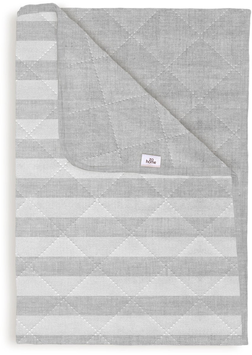 Zohome Bed Sprei Banda di Lino - Bedsprei Tweepersoons - Strepen patroon - 270x260 cm - Grijs
