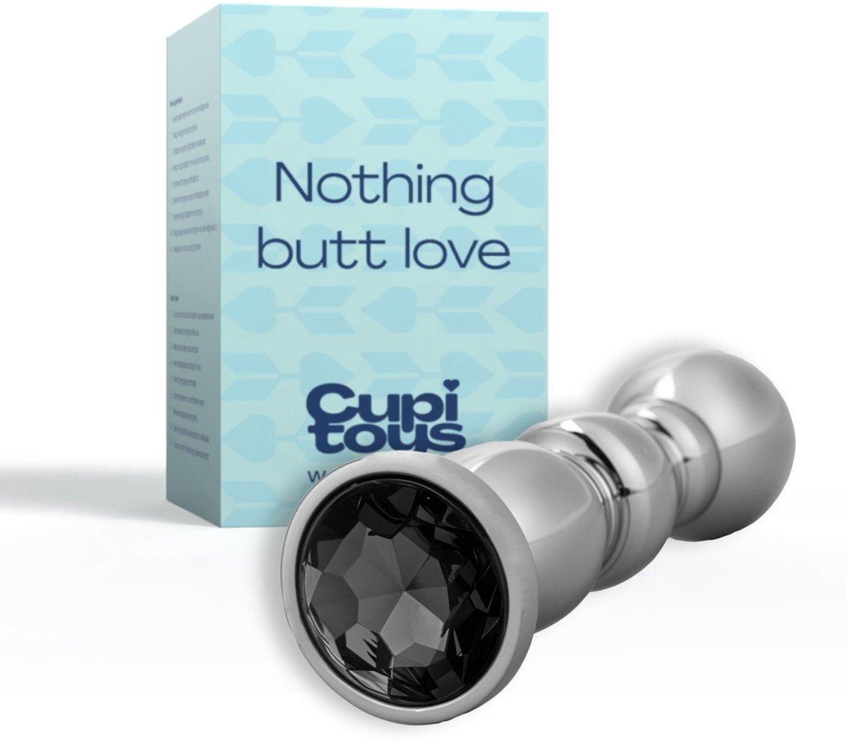 Goedkoopste Cupitoys® Metalen buttplug - Zilver - Diamant zwart - Bullet - Sex toys voor vrouwen - Sex toys voor mannen - Buttplugs