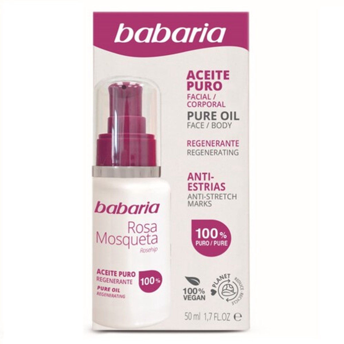 Goedkoopste Babaria Pure Facial Oil Rosa Mosqueta 50ml