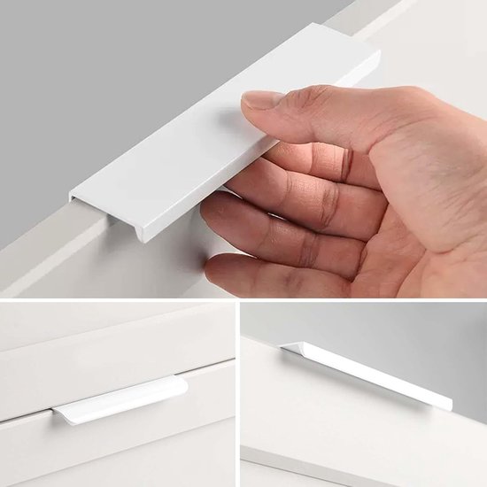 Flintronic 6 verborgen keukengrepen, verbergen voor de keuken, zwart, 120 mm, aluminium, handgrep voor laden met schroeven, kastdeur