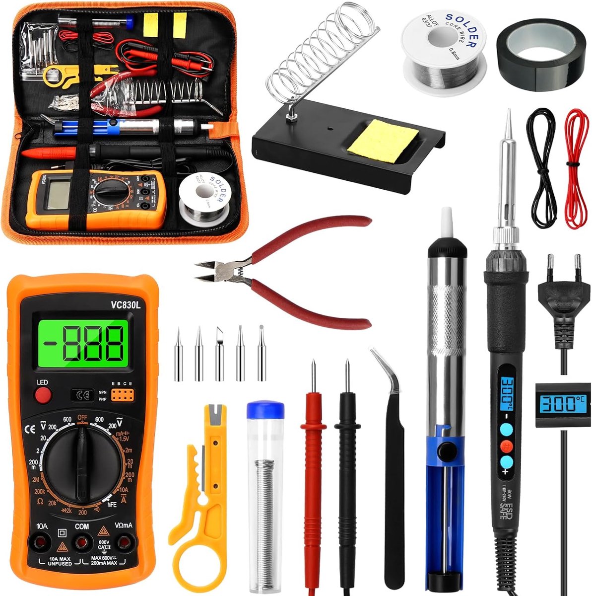 Professionele soldeerboutset met instelbare temperatuur en 19 accessoires voor doe-het-zelf reparaties