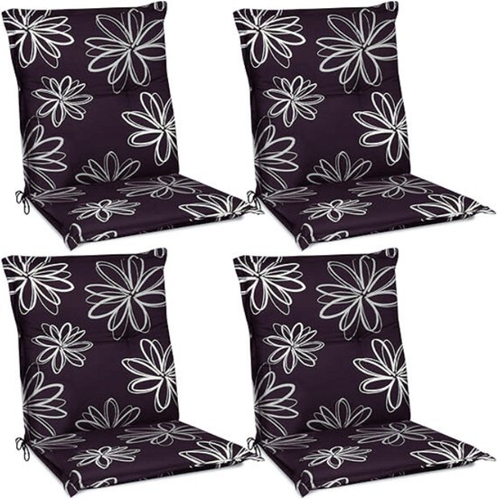 4 Coussins Chaise Deco Arts - Assise 40x40cm Dossier 55cm Bleu Nautique