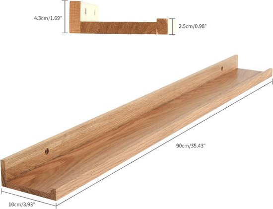 URBNLIVING 3 x zwevende houten wandmontage hoekplank display unit (antraciet eiken