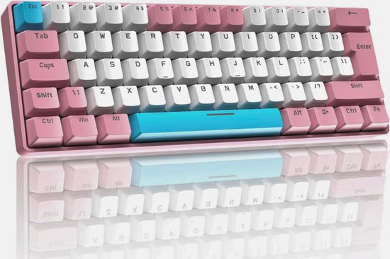 60% Mechanisch Gaming Toetsenbord – UK Lay-out – Ultracompact Met Blauwe Switches – 62 Toetsen, Bekabeld – 19 RGB Achtergrondverlichting – Voor Laptop, PC & Kantoor