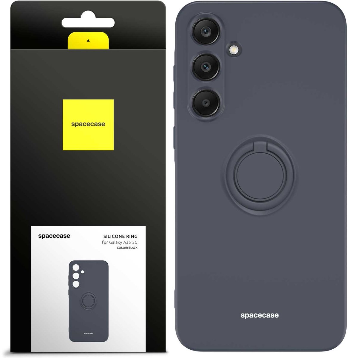 Spacecase Siliconen Case Ring Voor Samsung Galaxy A35 5G Zwart