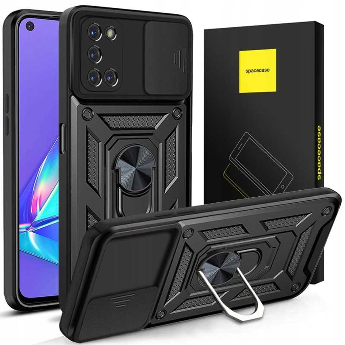 Spacecase Case Case Voor Oppo A52 A72 Zwart Sc Camring