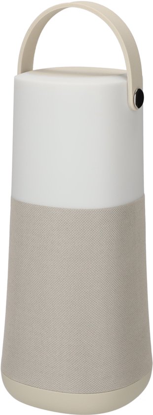 Bluetooth Tower Speaker 360° geluid draagbaar met handvat en sfeerverlichting warm wit & kleur taupe