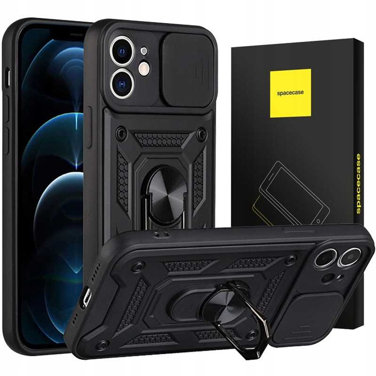 Spacecase Case Cover Voor Iphone 12 Mini Sc Camring Zwart