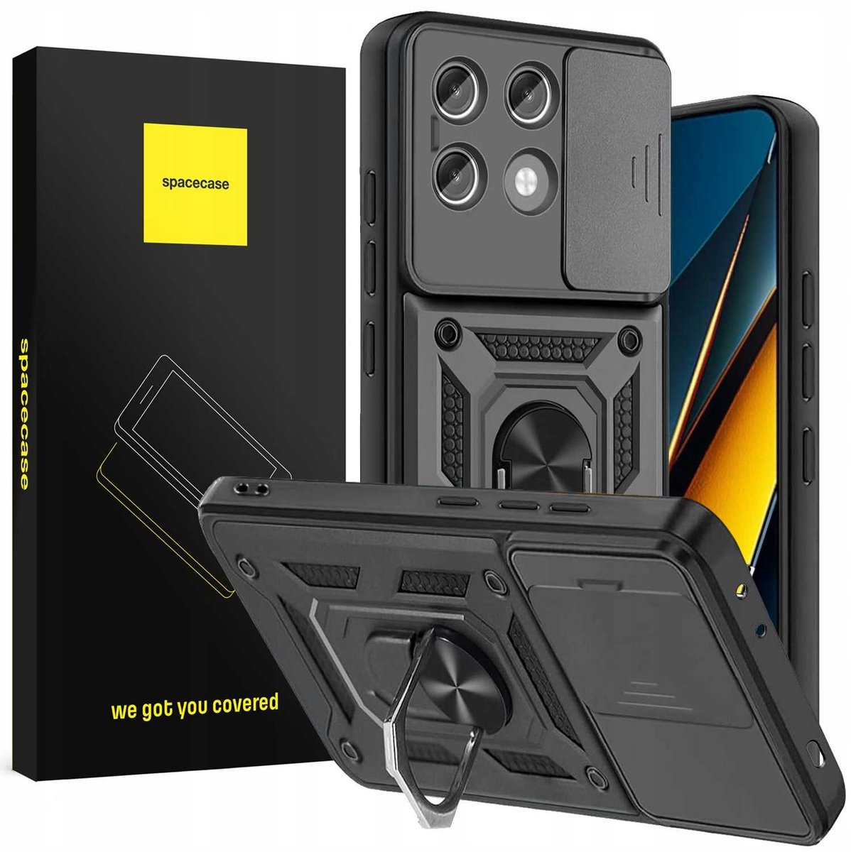 Spacecase Case Voor Poco X6 Pro 5G Zwarte Bescherming