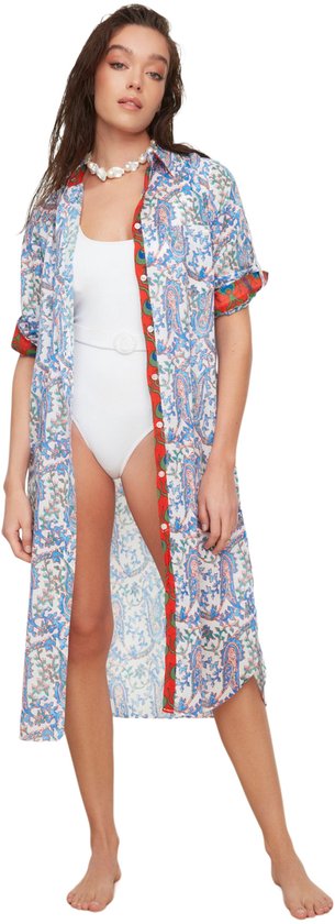 Foto: Trendyol etnisch patroon midi geweven strand kimono kaftan tbess20km0017
