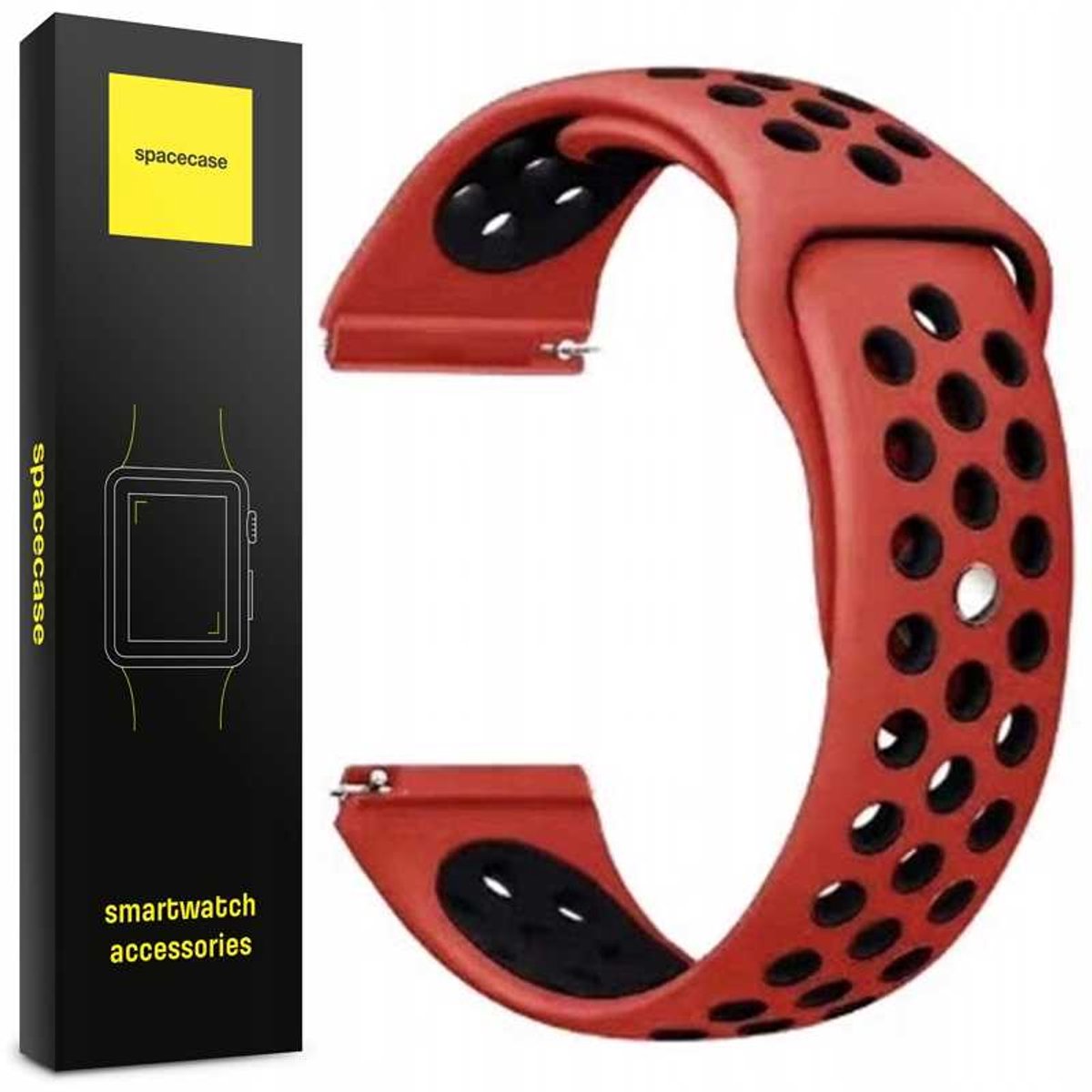 Spacecase Sportband Horlogeband 22Mm Rood Zwart Voor Apple Watch