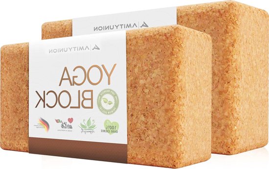 Yoga Blokkenset van 2 Kurk 100% Natuurlijk - Hatha Blok Ook voor Beginners Meditatie & Pilates, Fitness Accessoires voor Herstel, Rug, Rekoefeningen & Bloktraining, Twee Blokken 75 mm van Merkloos — afbeelding 5
