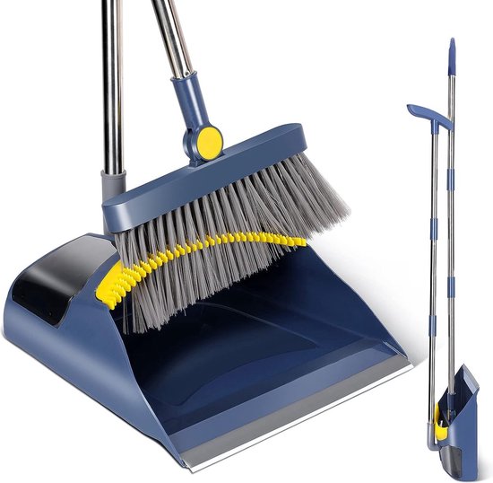 Bezem en veegschep, 121 cm, rechtopstaande bezem, veegmachine en veegschep met kam voor thuis, keuken, kamer, kantoor, lobby van OXO — afbeelding 2