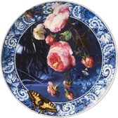Bord bloemen groot | Heinen Delfts Blauw | Wandbord | Delfts Blauw bord | Design | Gouden Eeuw |