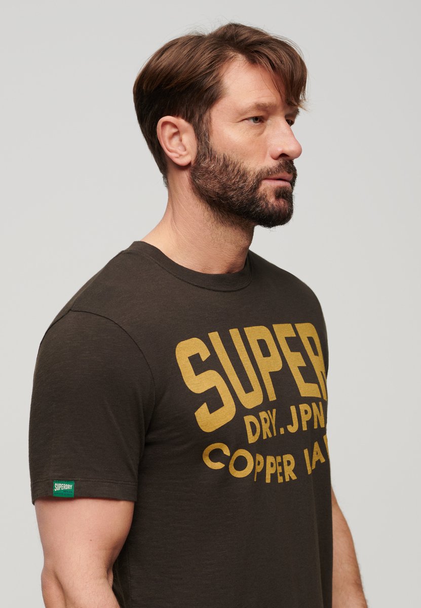 Short Sleeve Cotton T-shirt with Logo Print Zwart