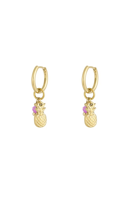 Oorbellen ananas aura - Oorbellen dames - Goudkleurig - Stainless steel - Nikkelree - Sieraad voor vrouwen - Oorbel - Oorring
