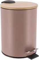 Poubelle Métal Frein De Chute 3L – Design Gris Clair Bambou – Pour Salle De Bain Ou Bureau