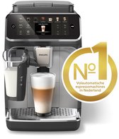 Philips 4400 Series - Espressomachine - 12 Warme & Koude Dranken - LatteGo Melksysteem - 40% Stiller - QuickStart - AquaClean Filter - Volautomatisch - Zwart & Zilver - Koffiemachine met bonen - EP4446/70
