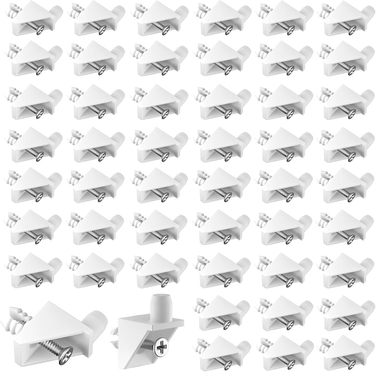 Famanu - 50 Stuks Plankdragers, 5 mm wit, plankdragers voor legplanken 90° geregeld inlegplankhouder geschikt als reserveonderdeel voor plankdragers kledingkast