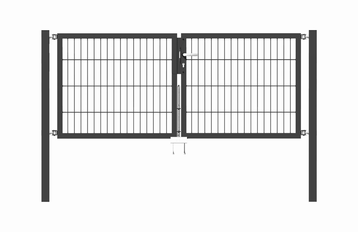 Alberts 648381 Dubbele poort Flexo met toebehoren, antraciet, breedte 200 cm, hoogte 80 cm