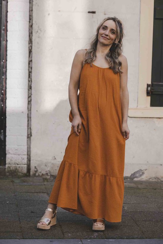LXS - the female concept - 2513-9876-381 Dames jurk - Maat S/M - Oranje van
