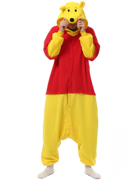 KrijgHonger - Gele Beer Onesie - Maat L (Geschikt Voor 168-178 cm) - Kostuum - Pyjama - Voor Volwassenen - Dieren Onesie - Berenpak - Carnavalskleding - Verkleedkleding - Halloween