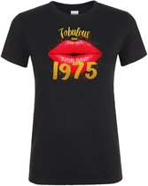 T-shirt Gold Fabulous Since 1975 - T-shirt femme - Cadeau anniversaire et fête - Astuce cadeau - Cadeau 50 ans - 50 ans Sarah - 50 ans - T-shirt - 1975 - Cadeau Sarah - Taille XL