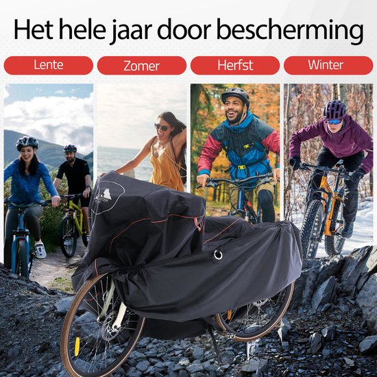 Hikemeister ® Fietsbeschermhoes - fietshoes voor 2 fietsen waterdicht met 6 Anti-Diefstal Ringen - twinnyLoad fietshoes- Zwart 300D van Hikemeister — afbeelding 5