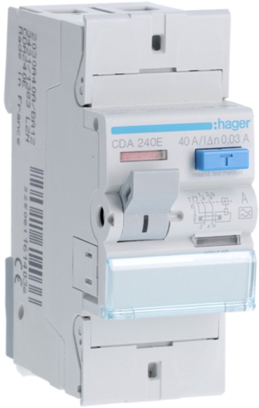 Interrupteur différentiel Hager 2 pôles 40A - 30mA