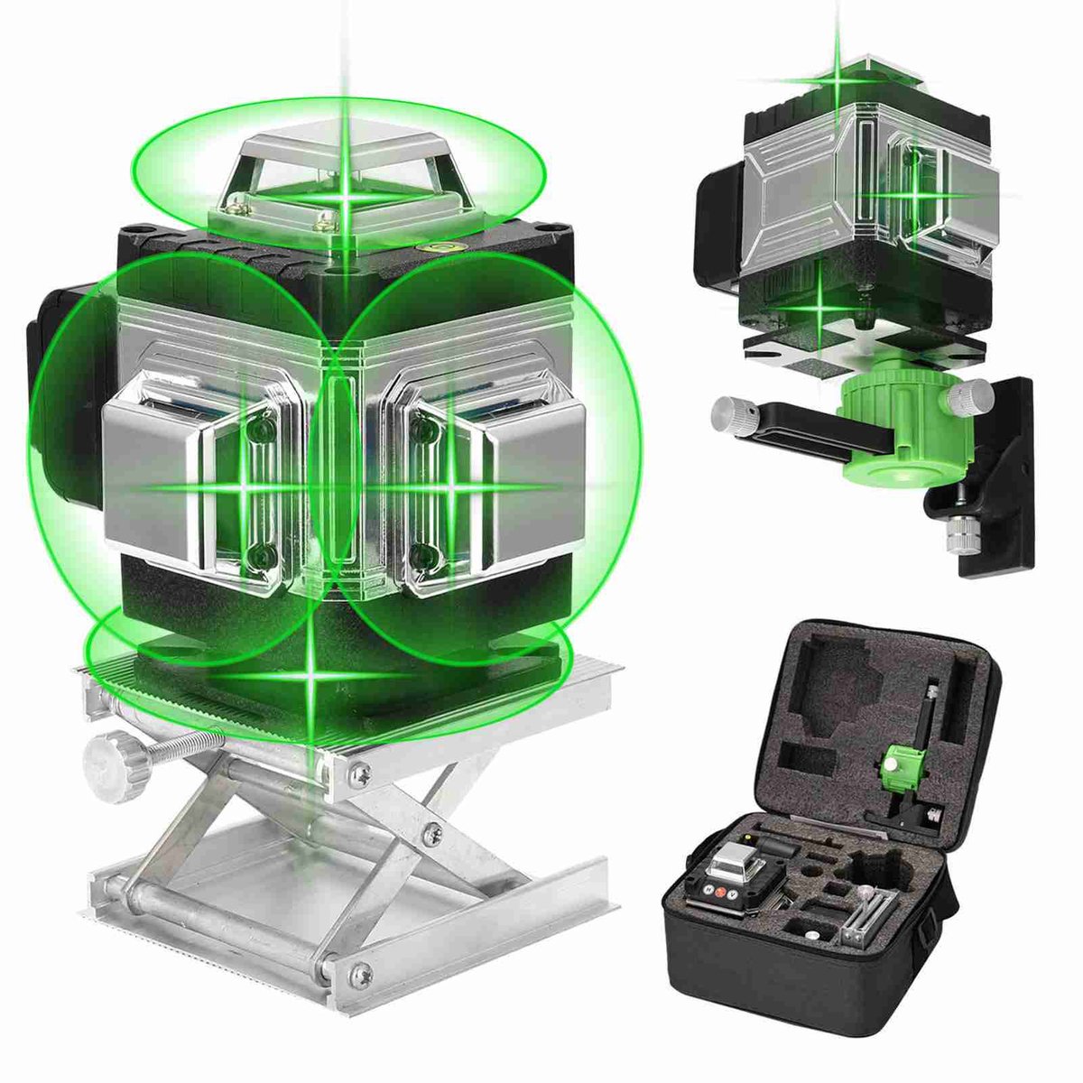 Groene Kruislijnlaser 16 Lijnen – Zelfnivellerend tot 3° – Voor Tegels & Renovatie – 360° Laserwaterpas