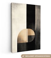 Canvas schilderij 60x90 cm - Exclusieve wanddecoratie Vormen - Modern - Zwart - Muurdecoratie woonkamer - Slaapkamer decoratie - Kamer accessoires - Schilderijen op canvas