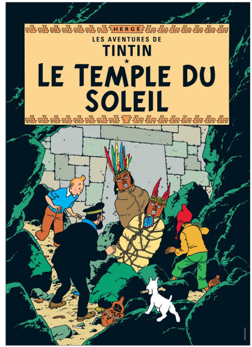 Poster zonnetempel - Kuifje - 50 x 70 cm