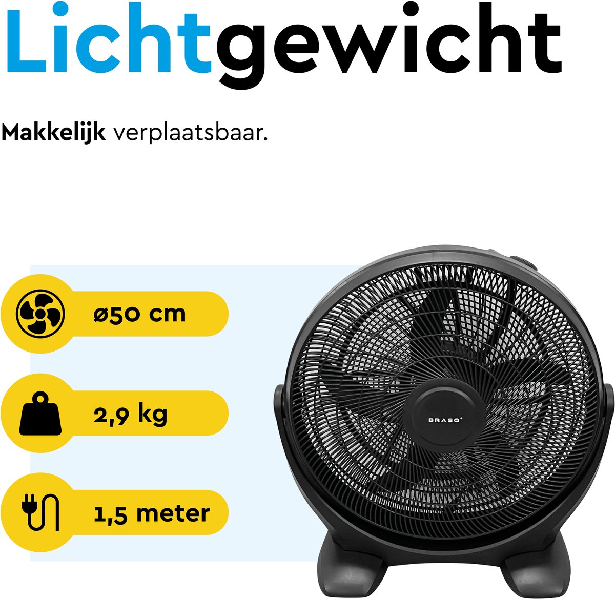 Dunlop vloerventilator 3 snelheden, zwenkfunctie zwart - Dé online