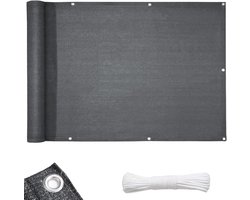 FLOORDIREKT HDPE Balkonscherm - Privacyscherm - Balkondoek - Zichtdoek - Grijs - 90 x 500 cm