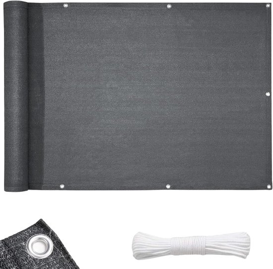 casa pura Écran de confidentialité - HDPE Écran de balcon Tissu visible - Grijs - 90 x 500 cm
