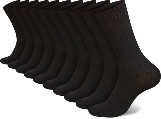 Calzera 10 paires de chaussettes pour hommes - Chaussettes régulières - Chaussettes classiques - Zwart - Taille 40-46