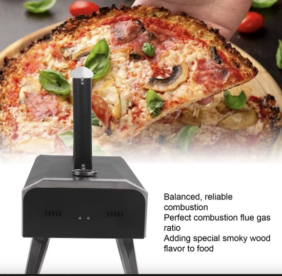 J&R Pizzaoven - Houtoven - Buiten - Buitenkeuken - Buitenoven - Hout gestookt - Met wielen - Zwart -140x40x35 van J&R — afbeelding 3