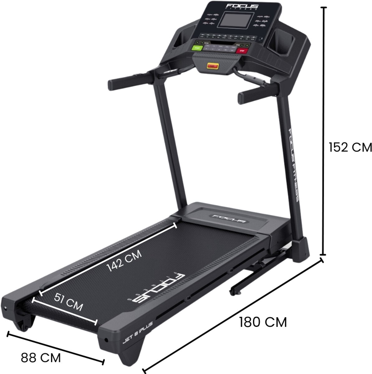 Afbeelding 3 van Focus Fitness - Jet 8 iPlus - Loopband - 12 Trainingsprogramma's - Bluetooth