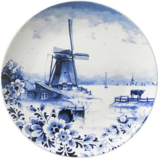 Bord molen middel | Heinen Delfts Blauw | Wandbord | Delfts Blauw bord | Design |