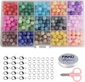 Fako Bijoux® - DIY Glas Kralen Set - Glaskralen "Marmer Look" - Glasparels - Sieraden Maken Kit - Zelf Sieraden Maken - 8mm - 375 Stuks
