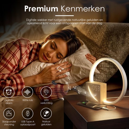 Maqi Living® Wake Up Light – Slaapwekker – Licht wekker - Nachtlampje - voor een Gezond Slaapritme - Sfeerlamp van Maqi Living — afbeelding 4