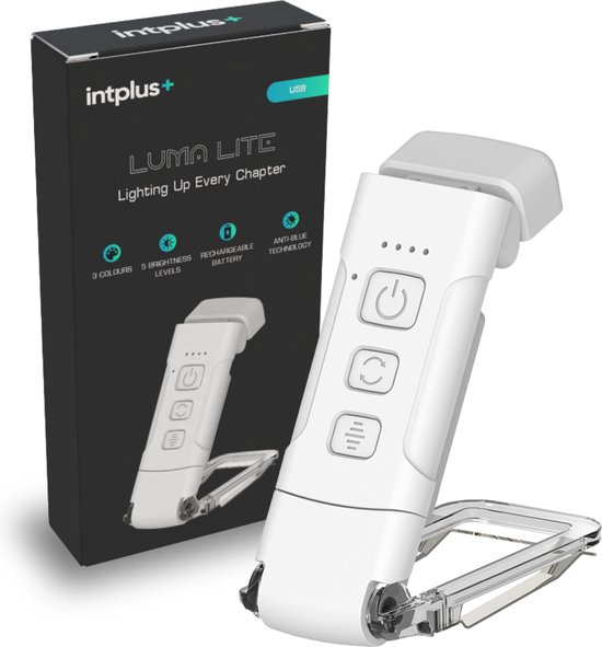Foto: Intplus luma lite leeslamp met klem dimbaar led 80 uur batterijduur draaibaar oplaadbaar ideaal voor boeken e readers en nachtlampje zwart